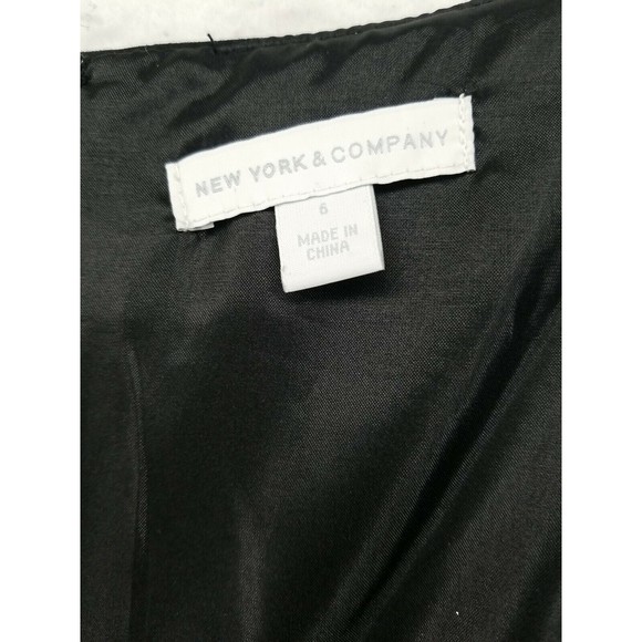 NEW YORK & COMPANY WOMENS DRESS BLACK 6 CAP SLEEVE SQUARE NECK LINED FITTED - Picture 2 of 13